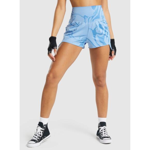 Gymshark Gs Power Blue Jacquard Shorts Stretch Waistband Loose Fit Size X-Small - Picture 7 of 7